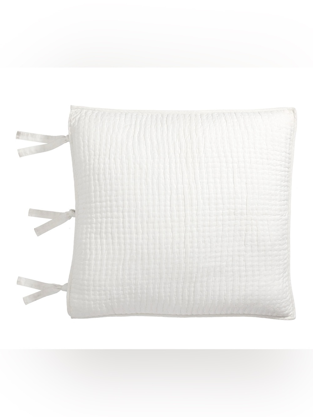 2 POTTERY BARN Pick-Stitch Handcrafted Cotton Linen Quilted Shams